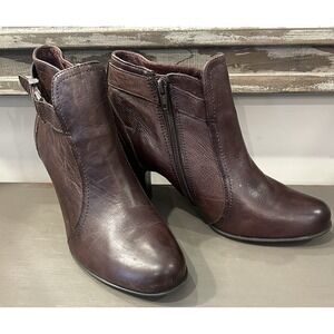 Nurture Women's Brown Leather Heeled Ankle Boots Hunter Side Zip Size US 9.5 M